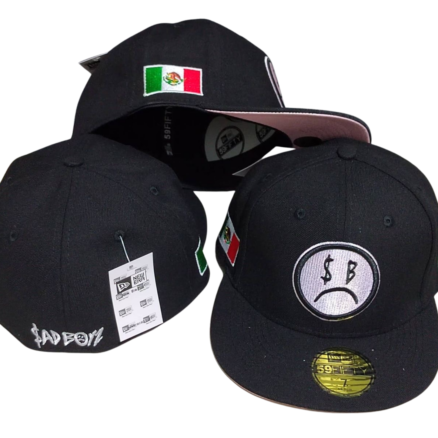 Cappellino New Era 59FIFTY – Sad Boy Edition con Bandiera Messicana – Black/Pink
